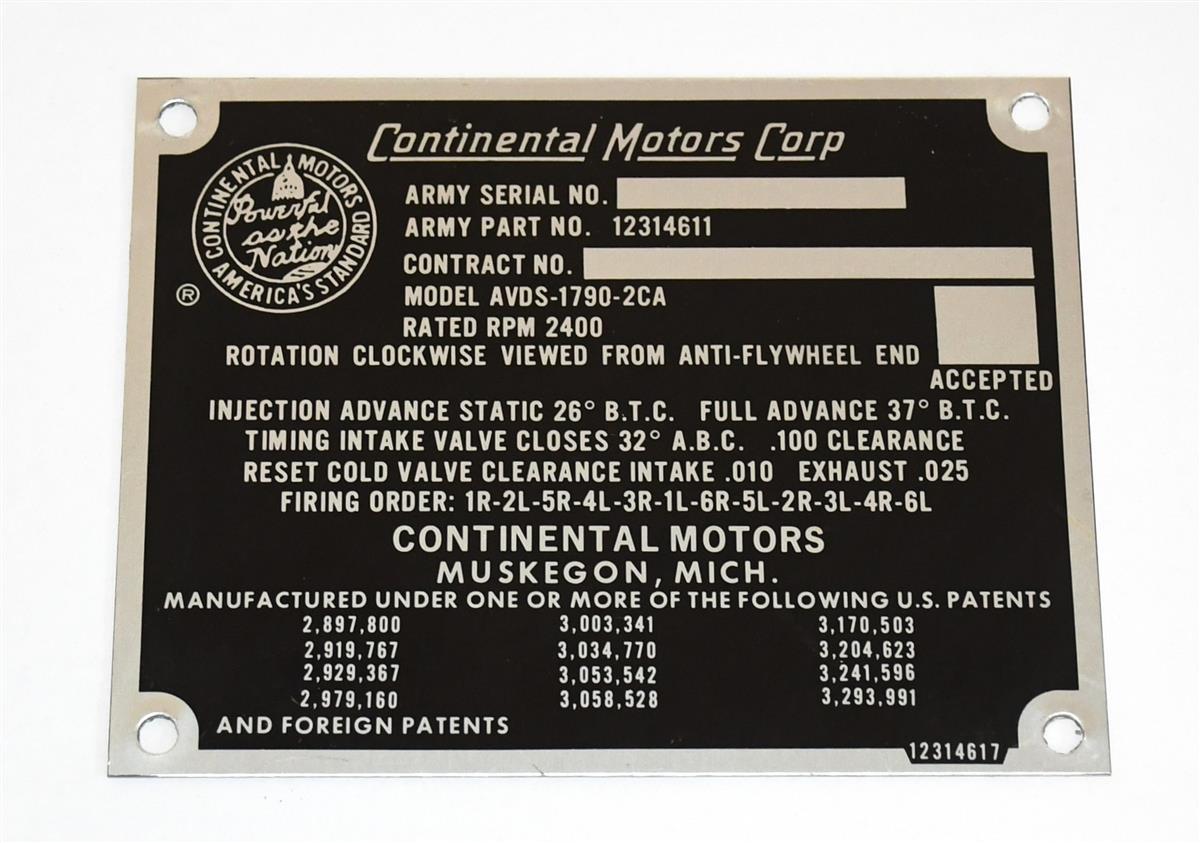 MERRYTHOUGHT チーキー Fire & Ice 英国製 タグ・証明書付 Data Plate Tag M48A5 M60A1 Tracked Carrier Continental Motors Corp
